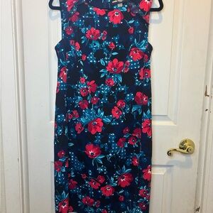 Karl Lagerfeld Re Poppy Floral Sleeveless Sheath Midi Dress